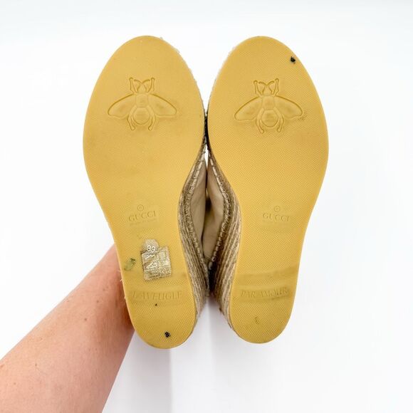Gucci GG Logo Web Stripe Canvas Wedge Espadrille EU 39 US 9 - Picture 7 of 9